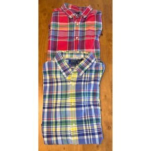 Lot of 2 Polo Ralph Lauren Men 3XLT Classic Fit Plaid Short Sleeve Shirts Multi